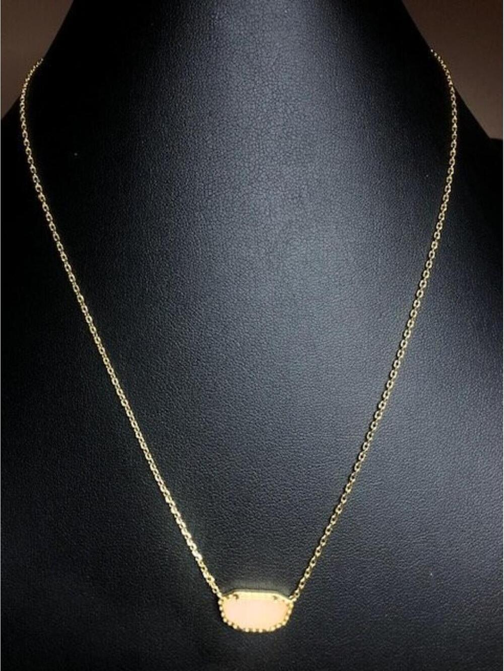 B4475 Rebithomo Bar Necklace Rose Quartz Stone Gold plated Delicate Chain Dainty